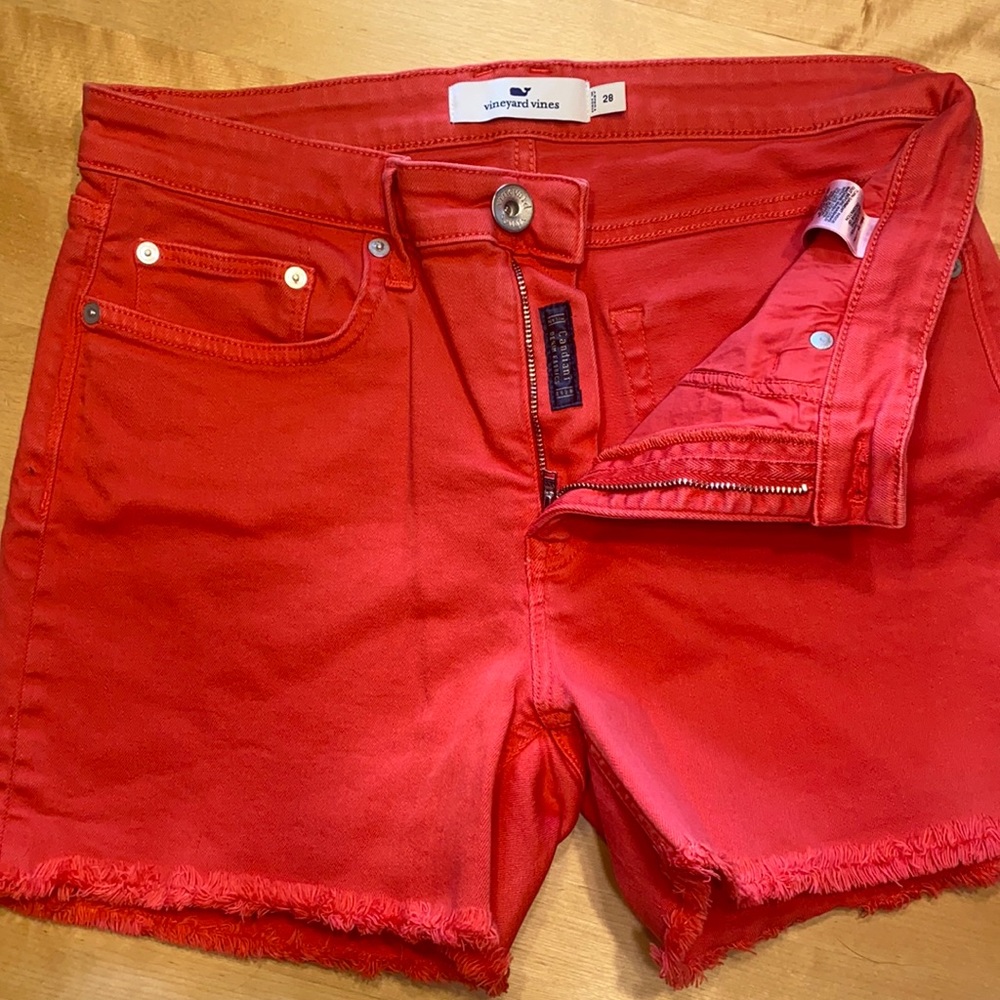Vineyard Vines Red Jamie Denim Shorts